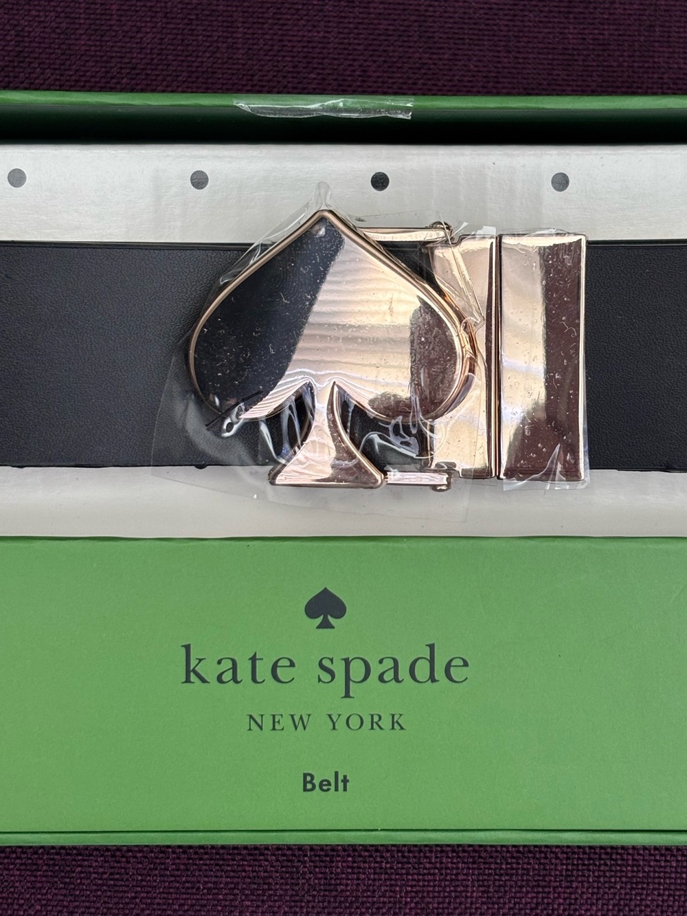 KATE SPADE NY Genuine Leather Twist Reversible Spade Buckle Belt--NWT--L/XL - Picture 4 of 8